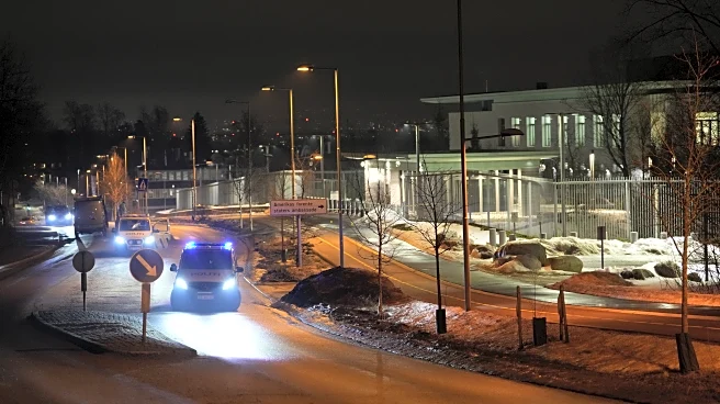 Police investigate an explosion outside the US Embassy in Oslo