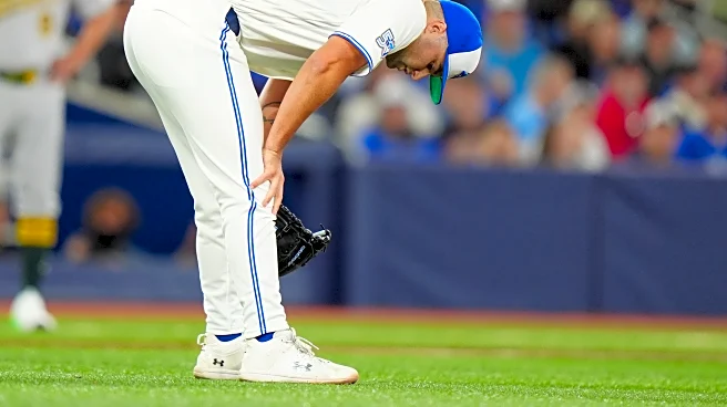 Blue Jays LHP Mason Fluharty leaves game after being hit by 2 batted balls in one inning