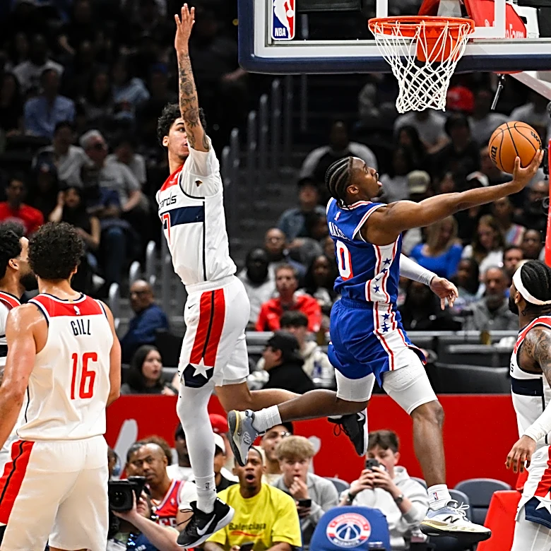 Paul George scores 39 points in the 76ers' 153-131 win over the Wizards