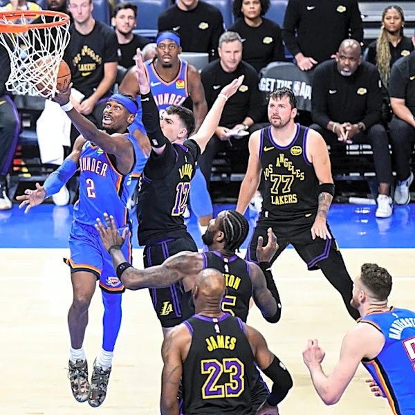 Gilgeous-Alexander’s 28 points lead Thunder's 139-96 rout of Lakers as Doncic hurts hamstring