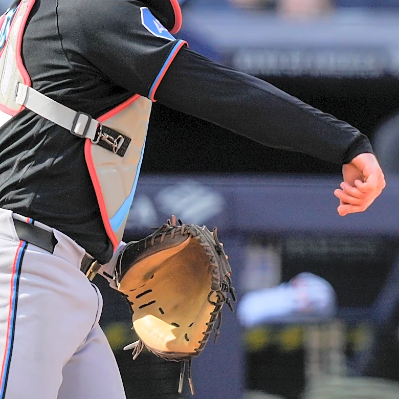 Marlins catcher Liam Hicks is struggling to throw out would-be base stealers