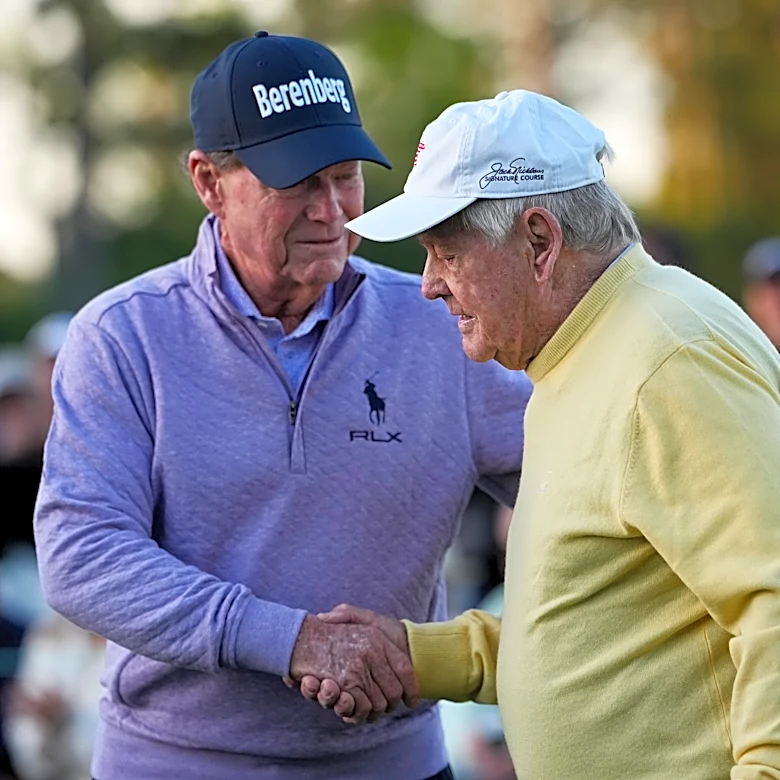 A wild hook and a big leg kick as Jack Nicklaus, Gary Player and Tom Watson open the Masters