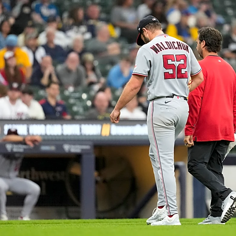Nationals reliever Ken Waldichuk leaves game vs. Brewers after hurting his arm on pitch