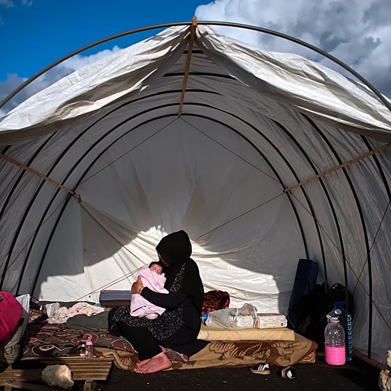 A baby born in a Beirut displacement camp now struggles to survive