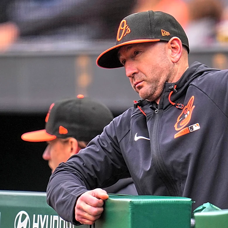 Orioles manager Craig Albernaz is OK after taking a line drive off his face