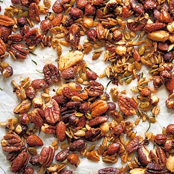 A spiced nuts and seeds recipe from Linda McCartney's plant-based 'Family Kitchen' cookbook