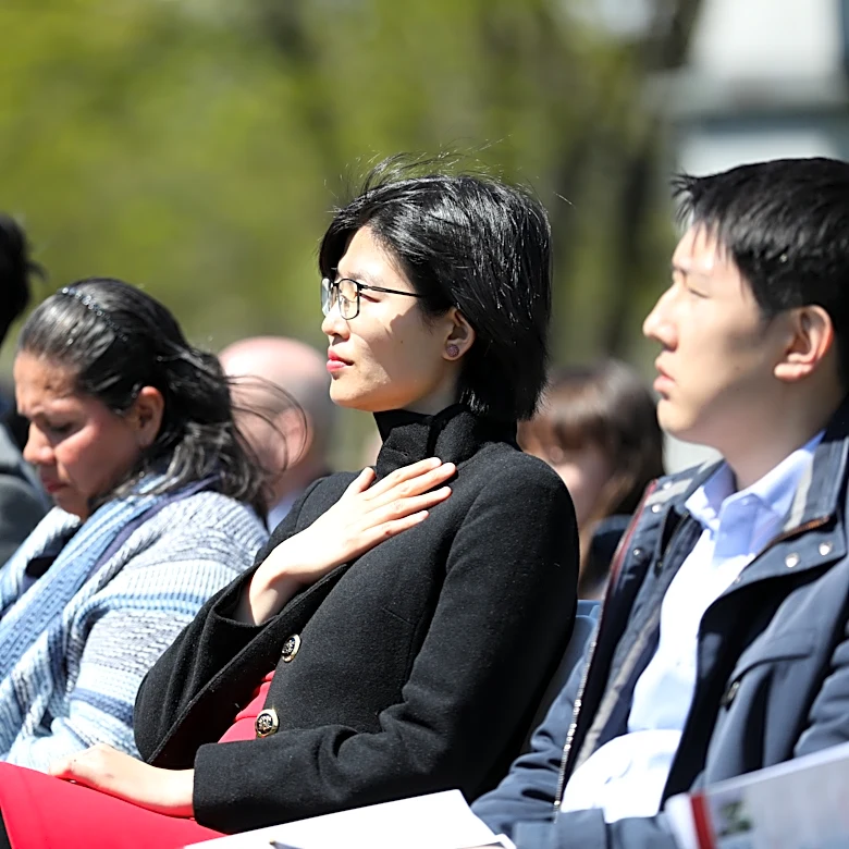 49 new Americans sworn in on Lexington’s Battle Green, birthplace of the American Revolution