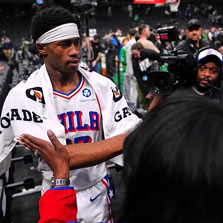 With a wink, 76ers rookie V.J. Edgecombe has quickly found his playoff footing