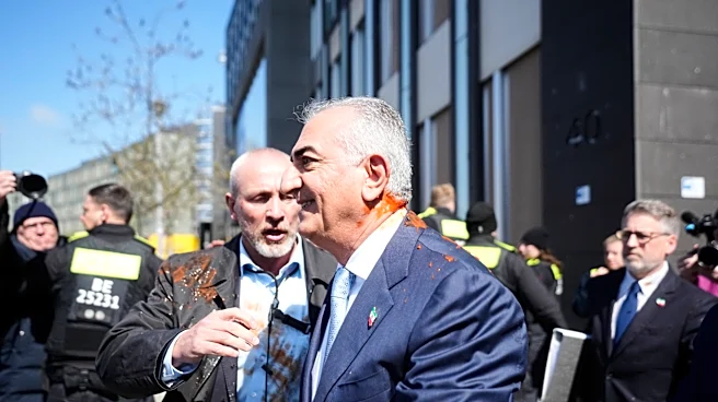 Iran’s exiled crown prince Reza Pahlavi splattered with red liquid in Berlin