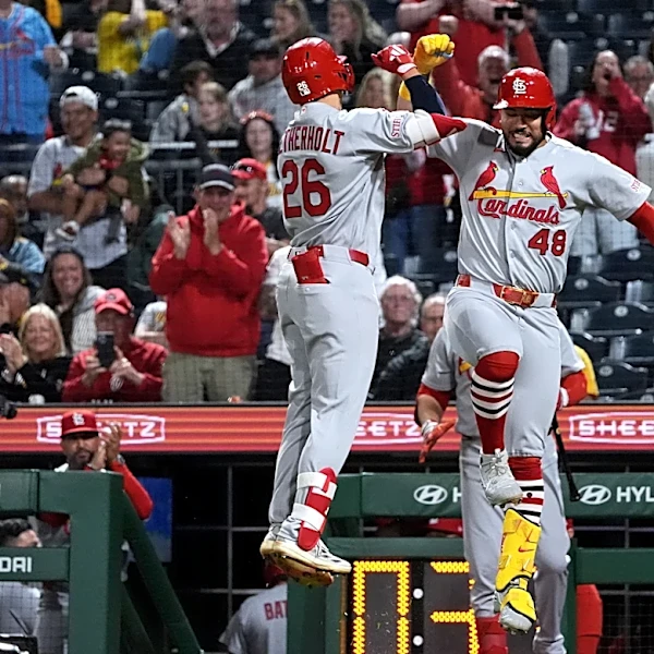 Cards get consecutive HRs, 2-run double in 9th and top Pirates 4-2 after being no-hit into 7th