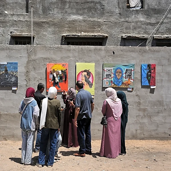 Young Palestinian artists in Gaza exhibit their impressions of war as a fragile ceasefire holds