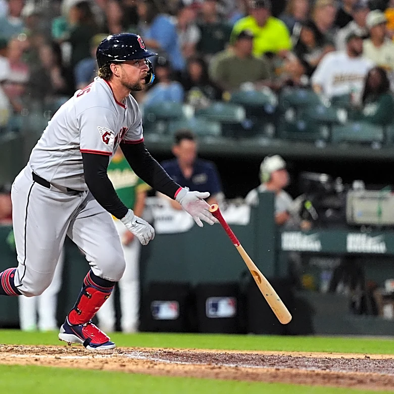 Hoskins and DeLauter power the Guardians past the Athletics 8-5