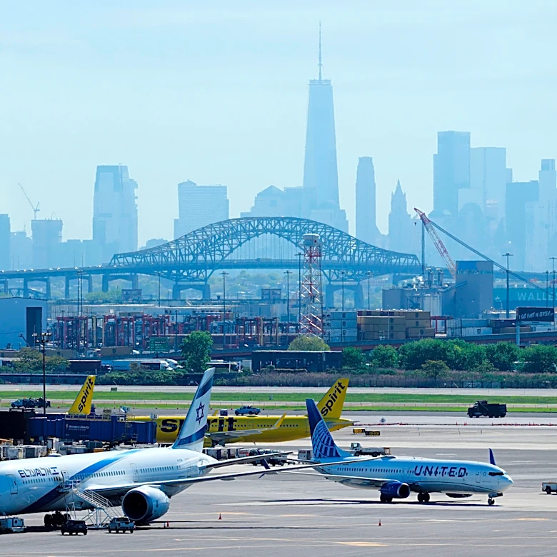 A United jet narrowly avoided catastrophe when it struck a truck near Newark airport during landing