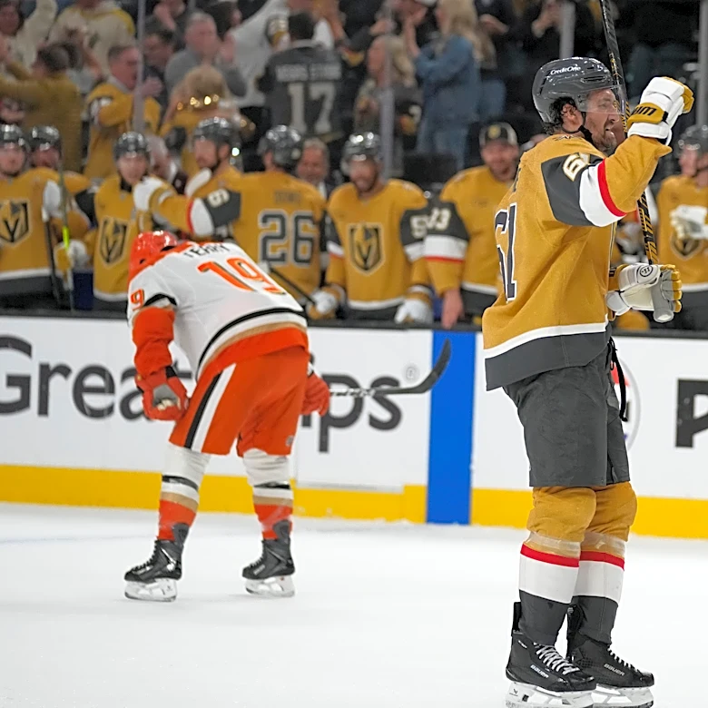 Barbashev scores late on disputed goal as the Golden Knights beat the Ducks 3-1 in Game 1
