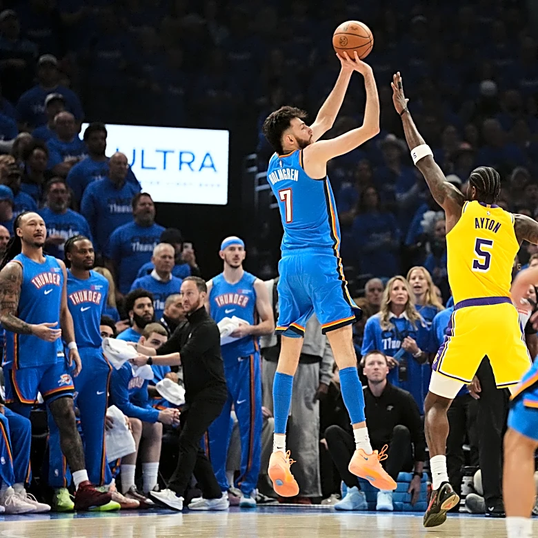 Holmgren has 24 points to help Thunder top Lakers 108-90 in Game 1 of Western Conference semifinals