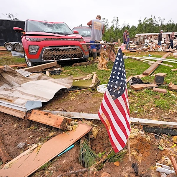 A kitten survives a tornado and his tiny meows bring rescue
