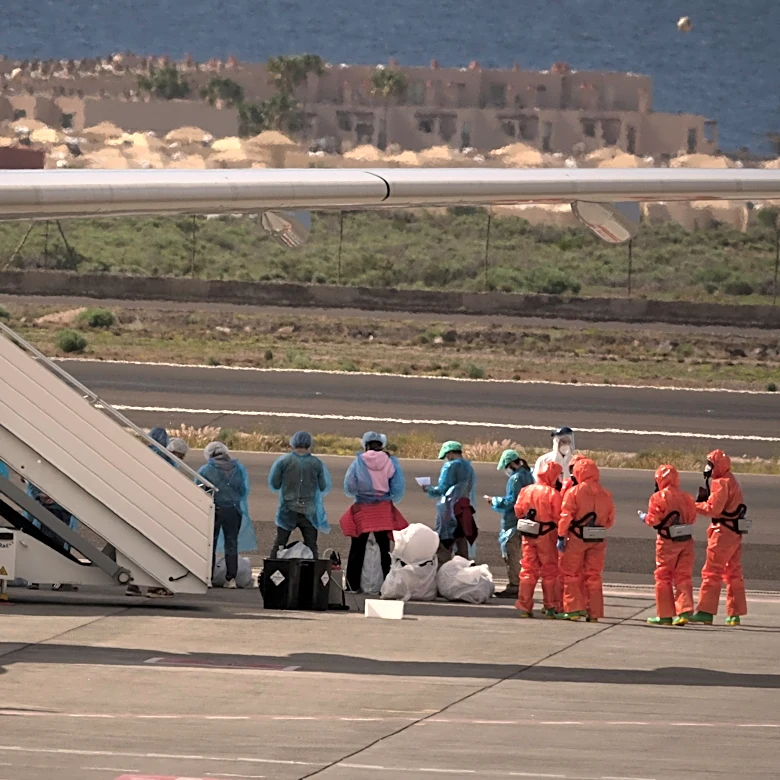 Plane carrying Spanish passengers from hantavirus-stricken cruise ship leaves Tenerife for Madrid