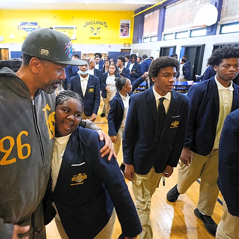 Ex-NBA player, Fab Five member Jalen Rose is a fixture at the school that bears his name in Detroit