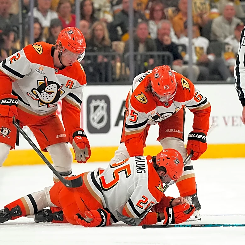 Vegas' Brayden McNabb suspended for Game 6 for late hit that injured Anaheim's Ryan Poehling