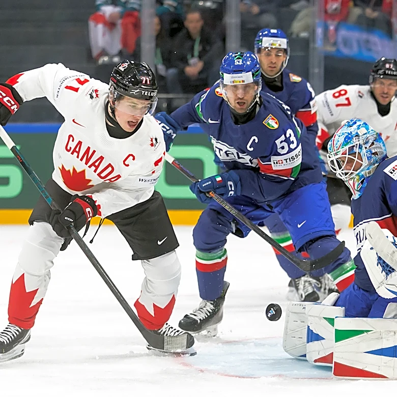 Teenage captain Celebrini scores 2 and Canada shuts out Italy at ice hockey worlds