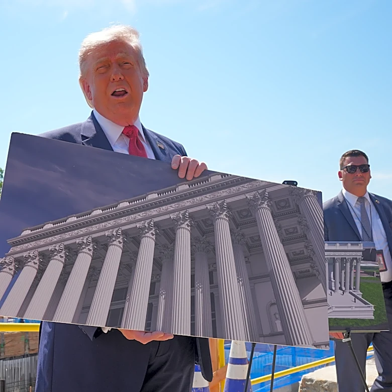 Trump shows reporters ballroom construction site as lawmakers balk at $1B for White House security