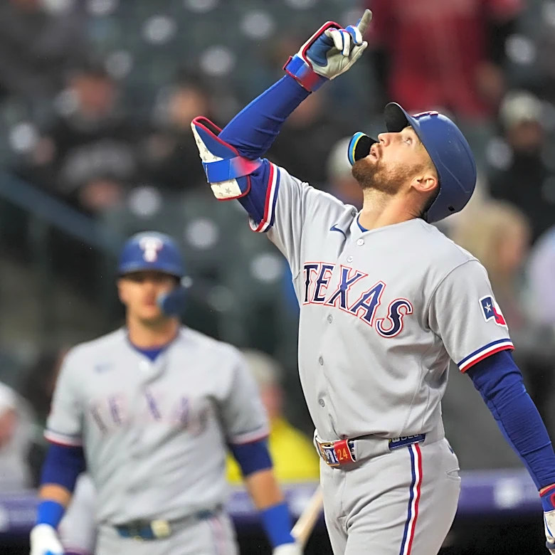 Rocker's strong outing, Nimmo's homer, lift Rangers over Rockies, 10-0