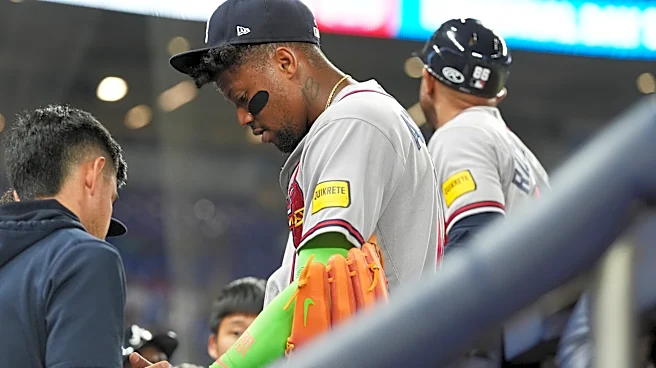 Ronald Acuña Jr. exits vs Marlins as a precaution with left thumb pain