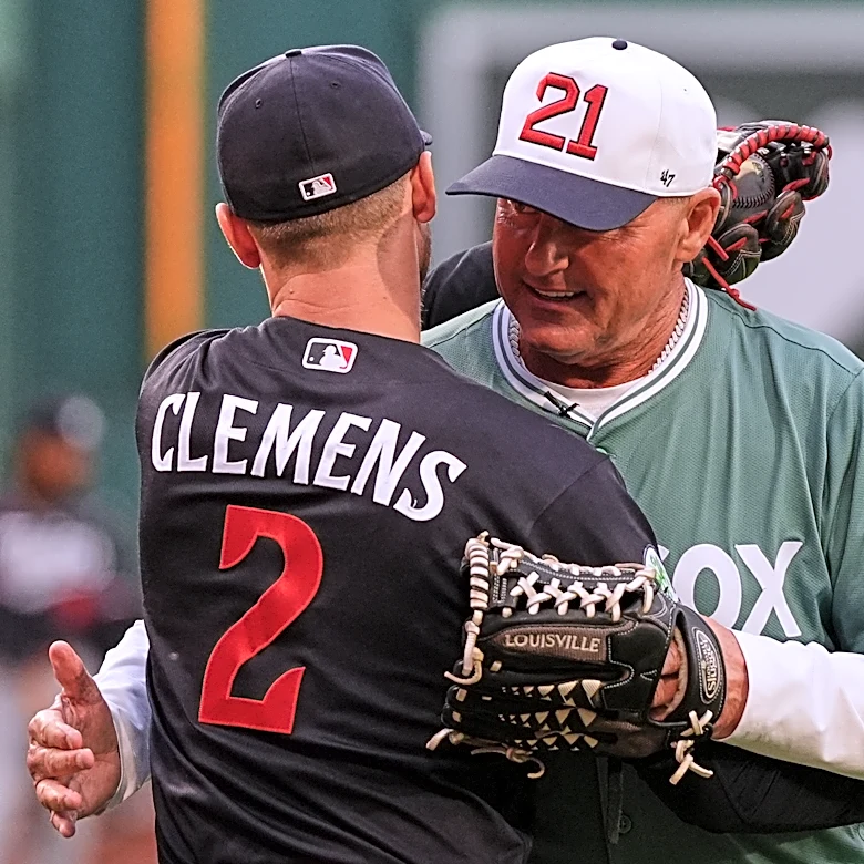 Rocket returns: Roger Clemens throws out 1st pitch to son Kody at Fenway