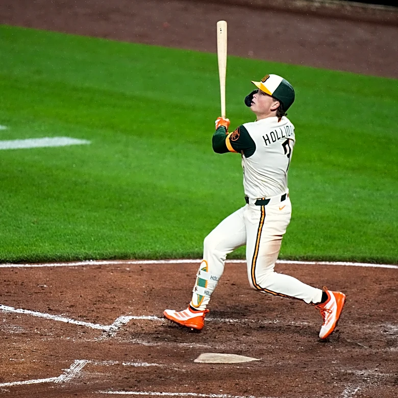 Jackson Holliday’s odd 337-foot homer sneaks under the foul pole in Orioles’ 7-4 win