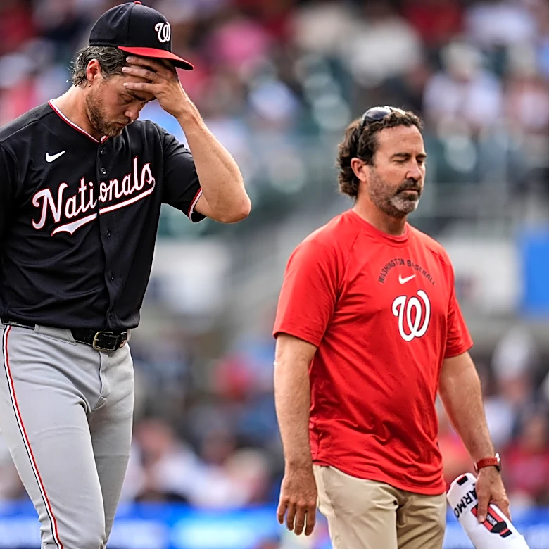 Jake Irvin throws 5 hitless innings in Washington one-hitter, but sore shoulder dampens the mood
