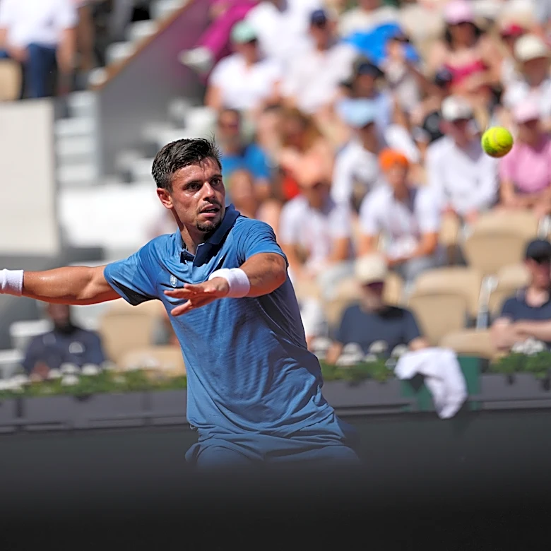 Gotta go: Home player Arthur Gea takes emergency bathroom break during French Open debut