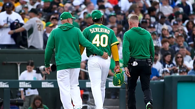 A's starter Luis Severino leaves after 1st inning against the Yankees with a right arm injury