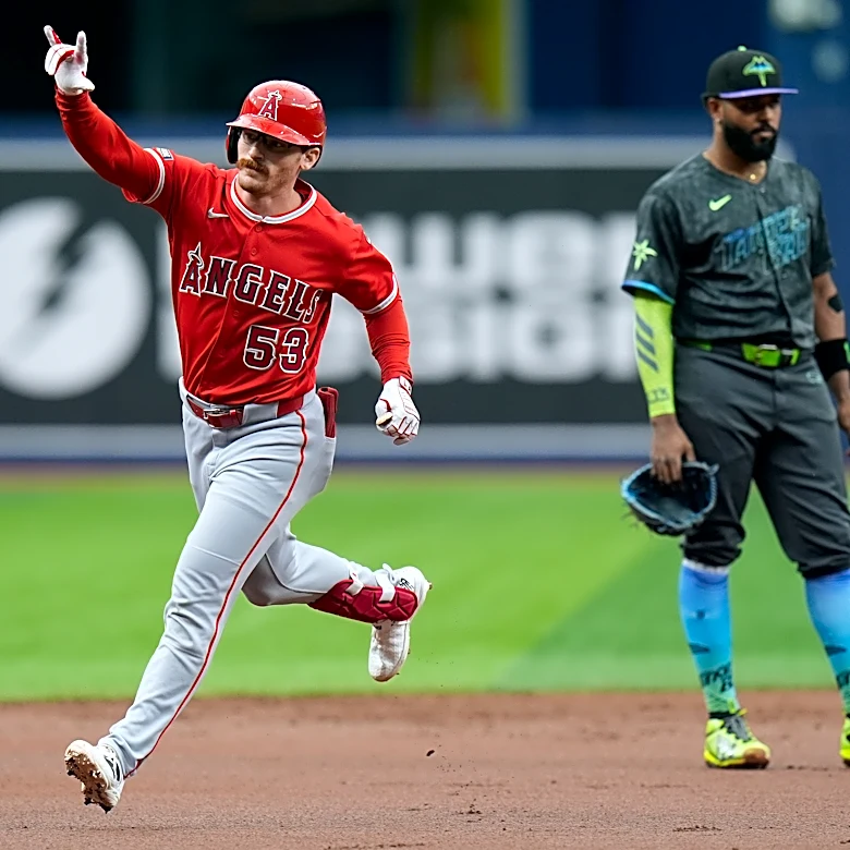 Wade Meckler hits his first grand slam to help the Angels rout the Rays 14-3