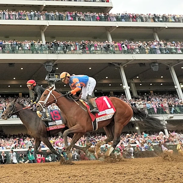 Renegade is the 2-1 favorite for the Belmont Stakes rematch with Derby winner Golden Tempo