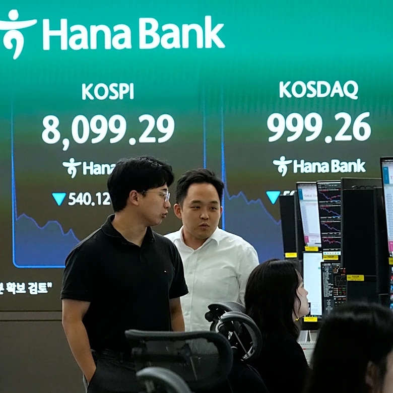 World shares mostly decline, with South Korea's Kospi down more than 5%