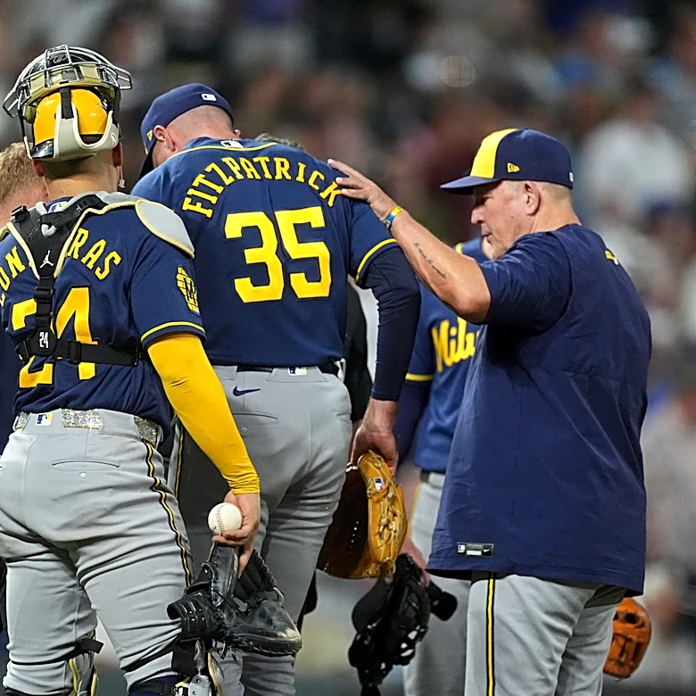 Brewers' Brian Fitzpatrick gets injured on warmup pitch in first appearance after promotion
