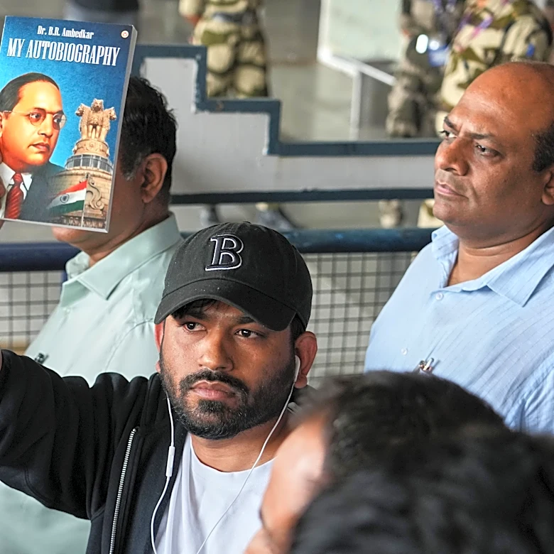 Mock political party for India's young 'cockroaches' holds first protest in New Delhi