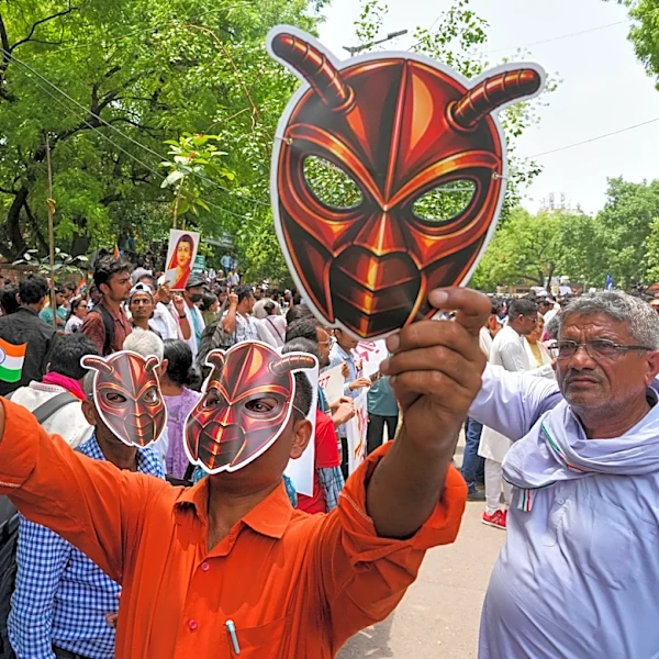 Mock political party for India's young 'cockroaches' holds first street protest