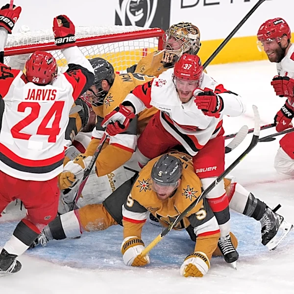 Svechnikov ties it late as Hurricanes rally from 4 down to force OT versus Golden Knights