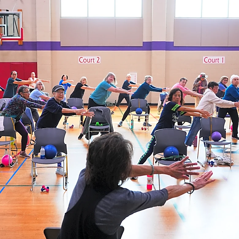Playing hip-hop or Doris Day, older exercise instructors can speak their peers' language