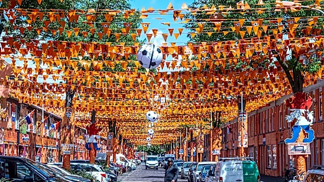 A street in The Hague is drenched in orange as Netherlands soccer fans celebrate the World Cup