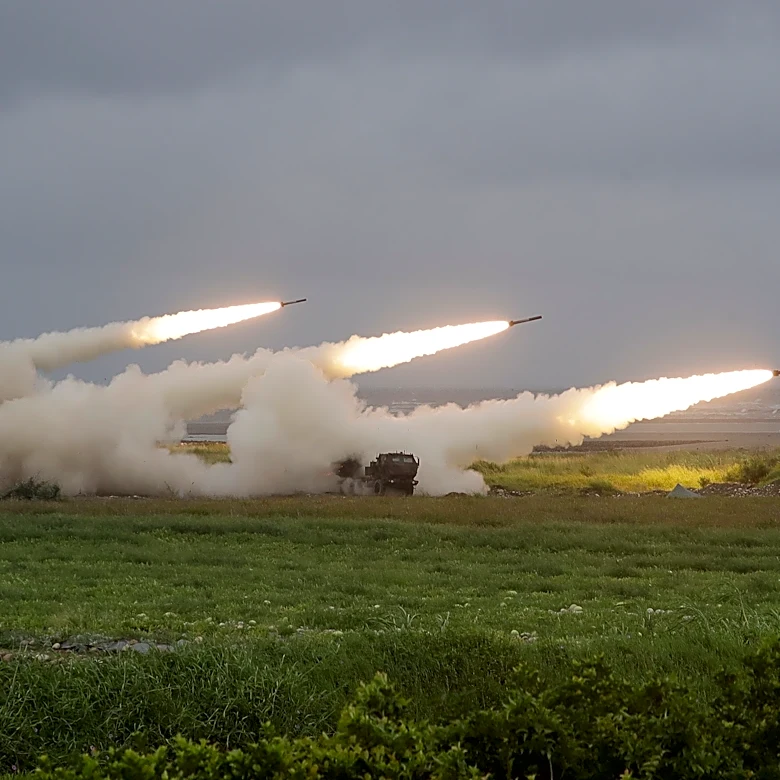 Taiwan fires rockets in China's direction from a U.S.-supplied mobile launching system in drill