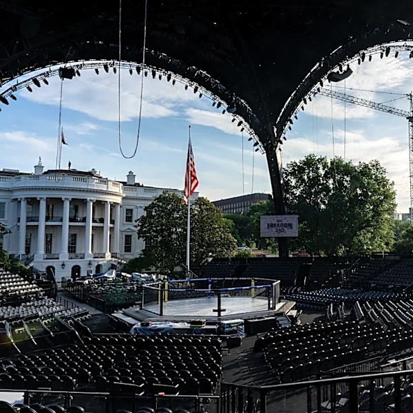 Lights! Camera! Cage match! The White House lawn's Octagon is ready for Trump's 80th birthday bash