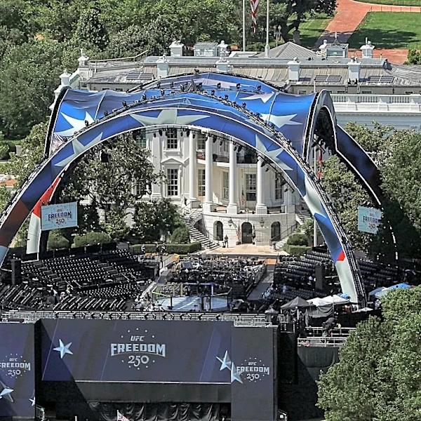 The Latest: Trump celebrates his 80th birthday with a UFC cage fight at the White House
