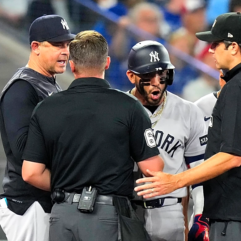 Yankees manager Aaron Boone speaks to MLB about José Caballero's delay-of-game warning