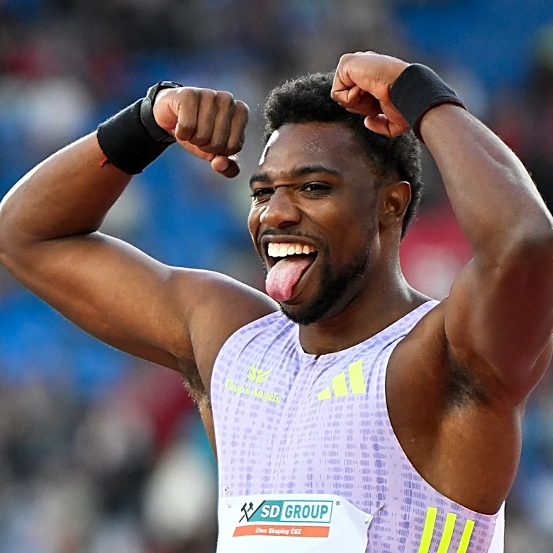 Noah Lyles runs a world-best 14.67 seconds to win the 150 meters at Golden Spike meet