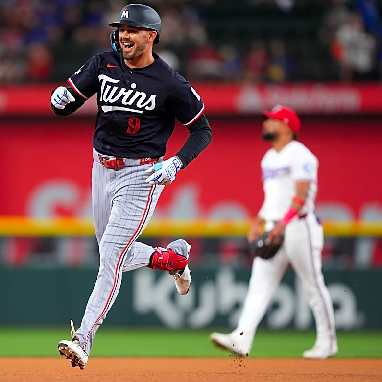 Larnach leads off with homer and Twins go on to 12-2 win to clinch another series in Texas