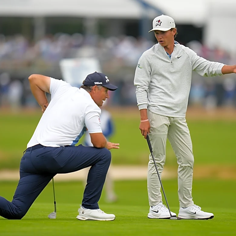 Well done, young man: 17-year-old Russell's US Open debut impresses 54-year-old partner Harrington