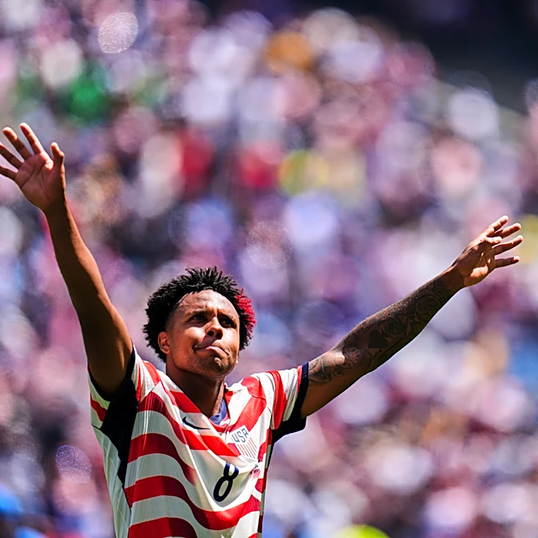 US fans cheer on national team in Gillette Stadium before Scotland-Morocco match at the World Cup