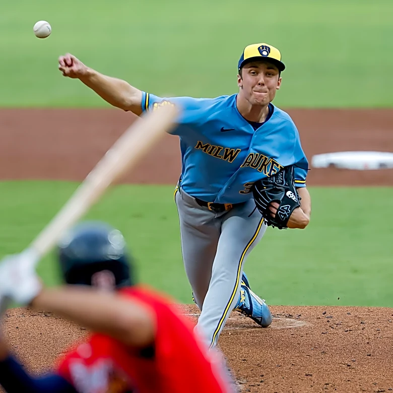 Brewers' Jacob Misiorowski hits 104.2 mph, gives up 2 runs against Braves